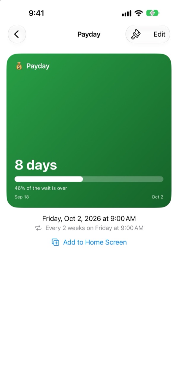 Payday countdown with progress