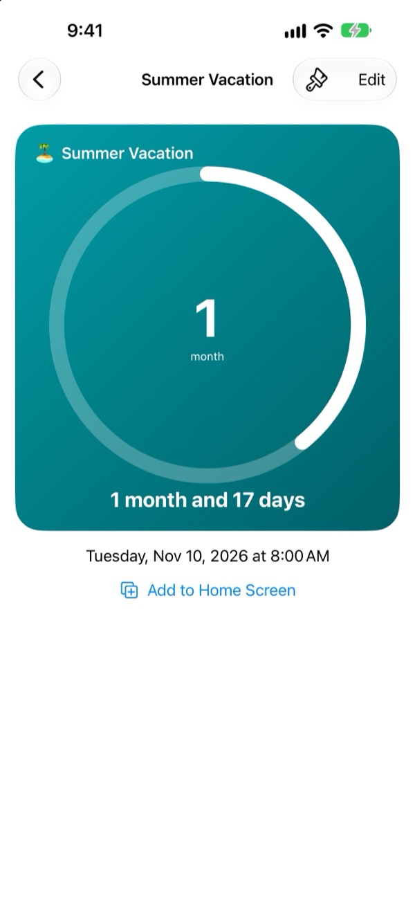 Vacation countdown in ring style